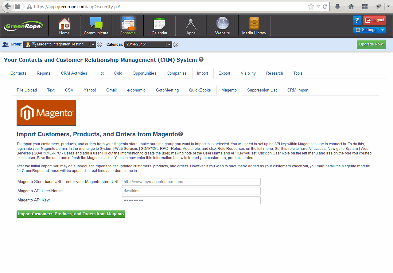 Magento Integration ScreenShot